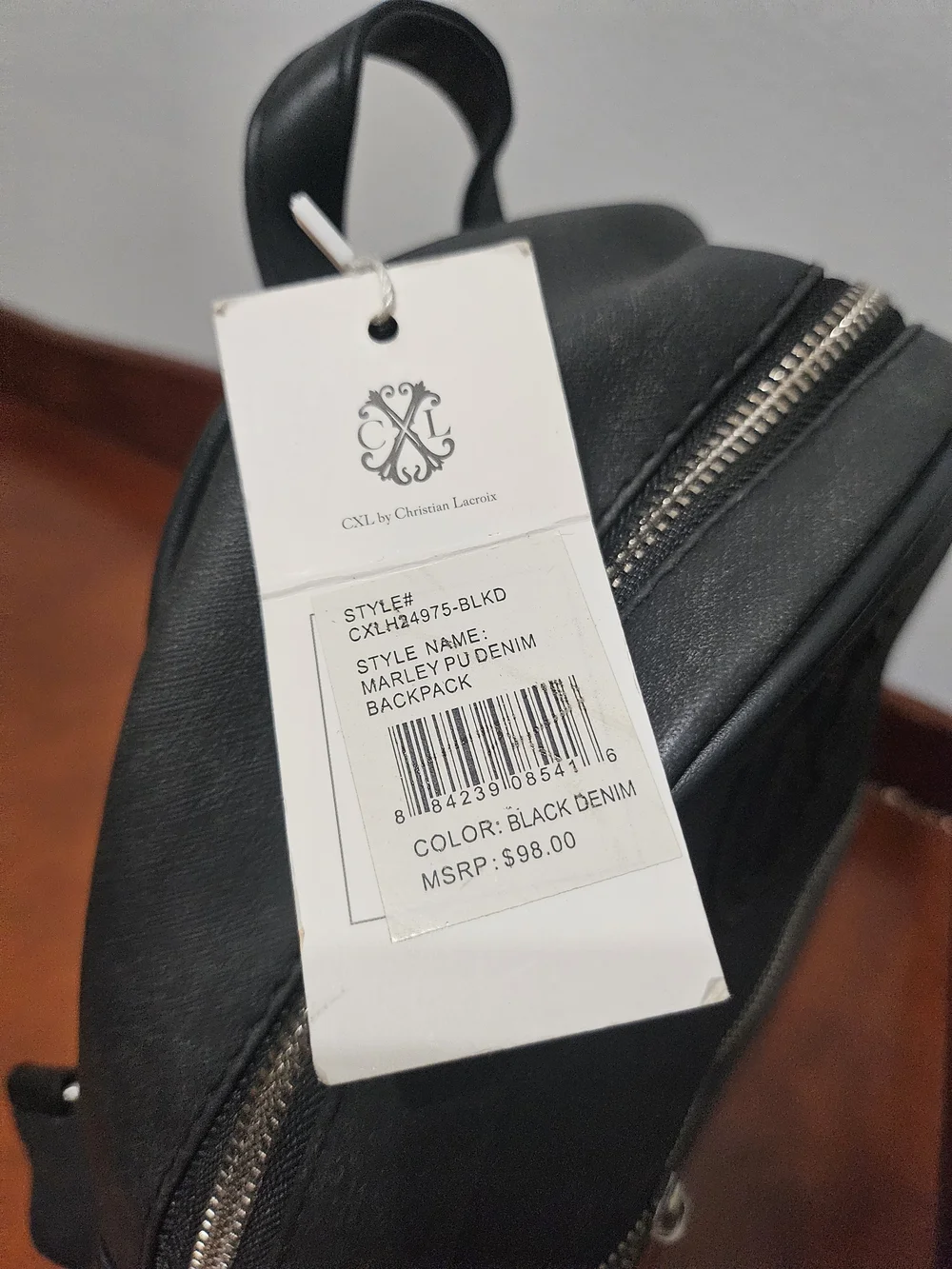 Christian Lacroix Black Mini Backpack with Embossed Crest